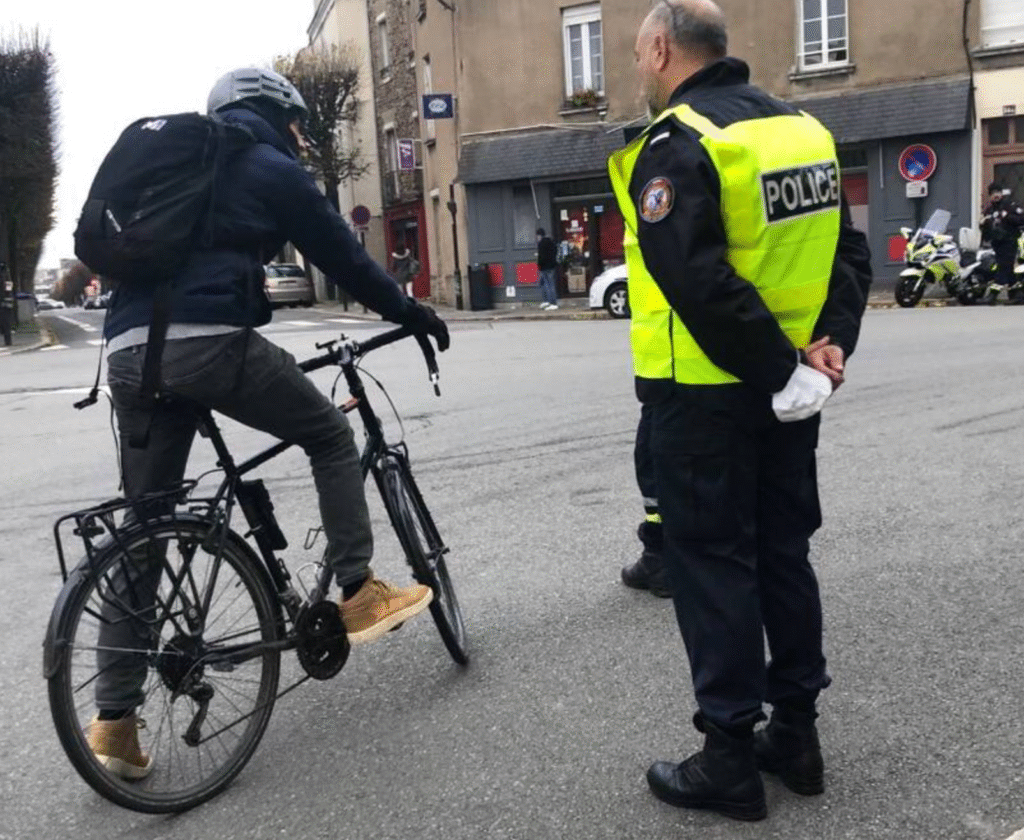 Nantes, des cyclistes contrôlés : opération sécurité au cœur du centre-ville