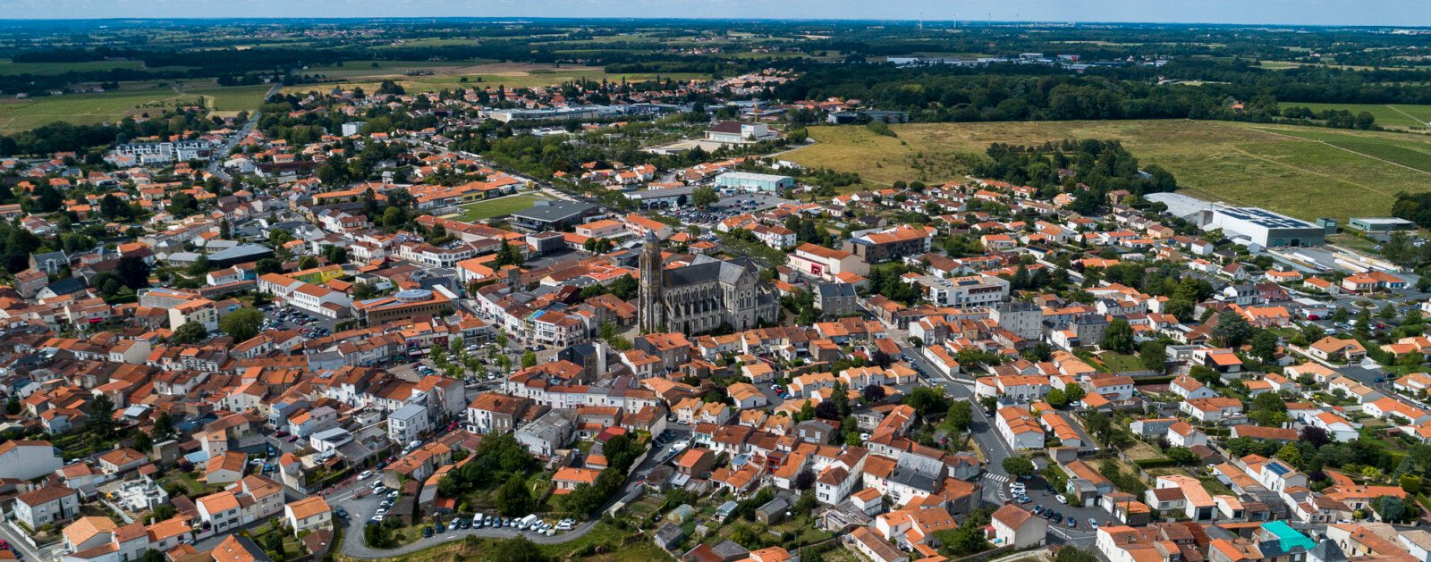 Vue aérienne de Vallet en Loire-Atlantique