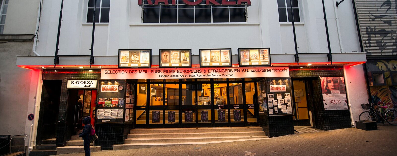 Façade du cinéma Katorza rue Corneille à Nantes, photographie prise en 2017, lieu de projection du Festival des 3 Continents