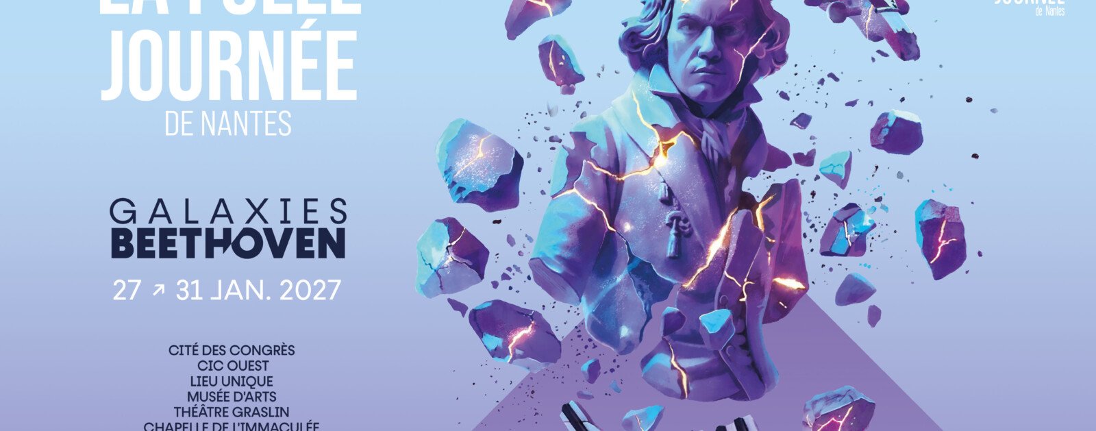 Affiche officielle de La Folle Journée de Nantes 2027 Galaxies Beethoven, du 27 au 31 janvier