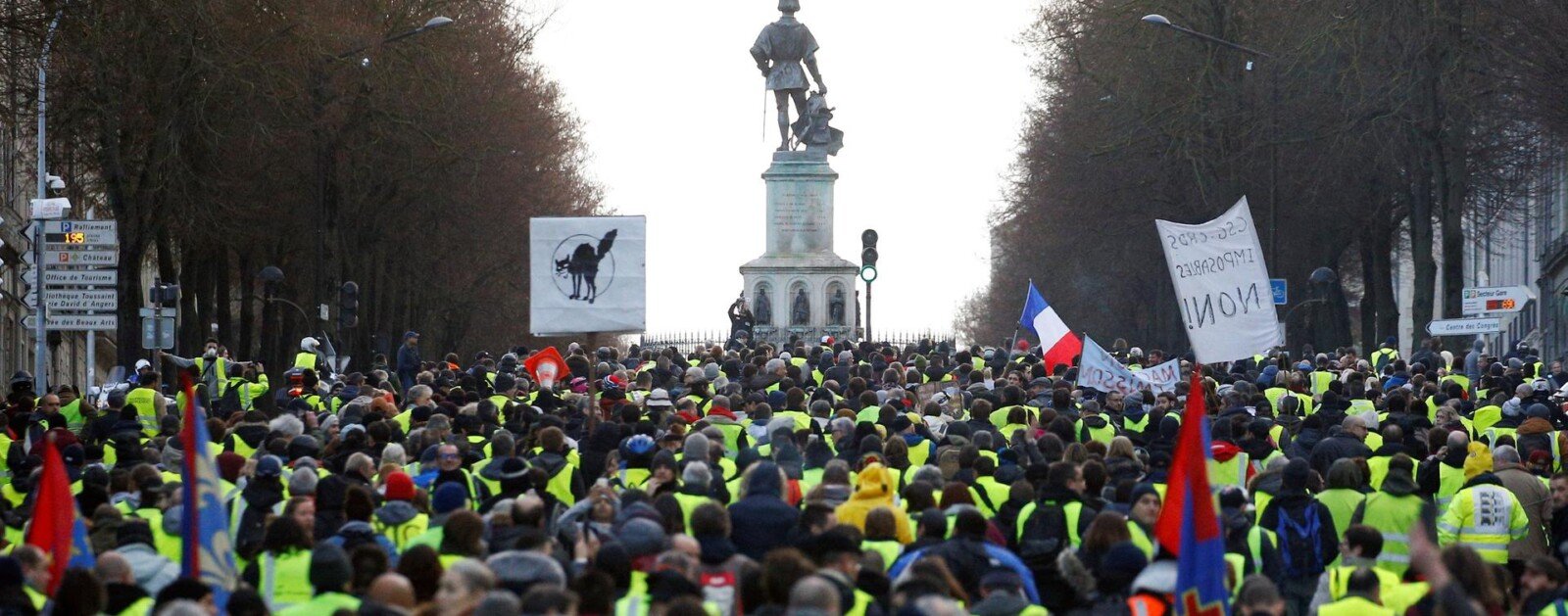 Manifestation des Gilets jaunes à Angers le 19 janvier 2019, photographie d'archive de Stéphane Mahé (Reuters). Ne représente pas les mobilisations du 31 octobre 2026.