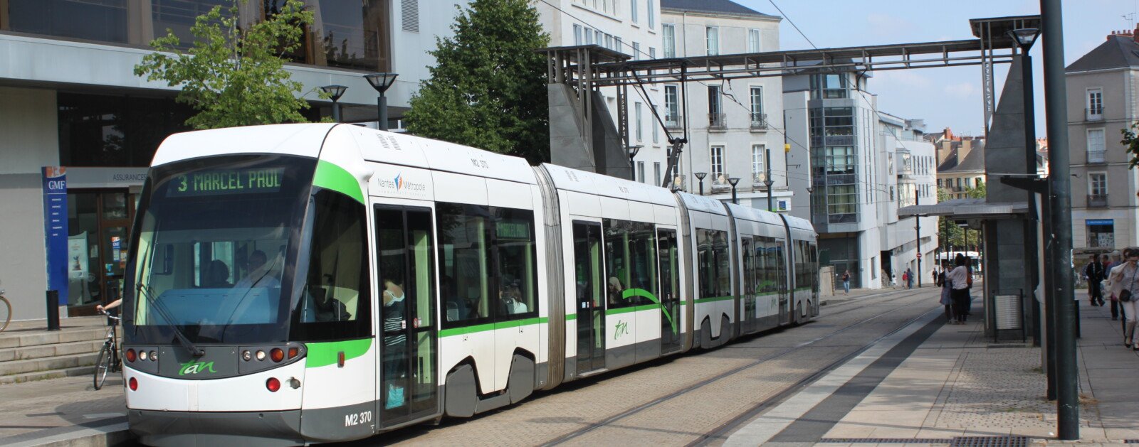Tramway de la ligne 3 dans le centre de Nantes