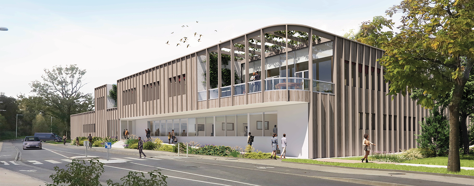 Perspective architecturale de la future cuisine centrale Rezé-Bouguenais, Atelier ALT127 et Déesse 23