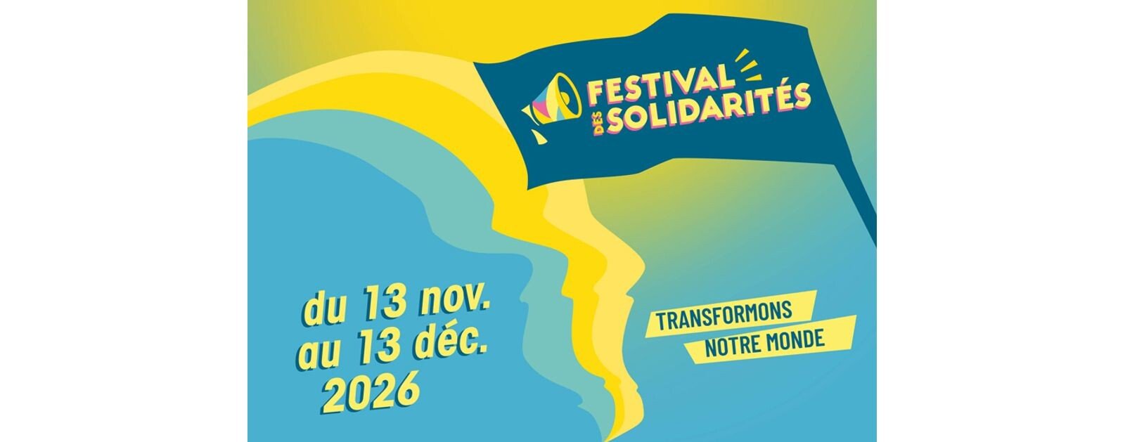 Visuel officiel national du Festival des Solidarités 2026, événement également organisé en Vendée